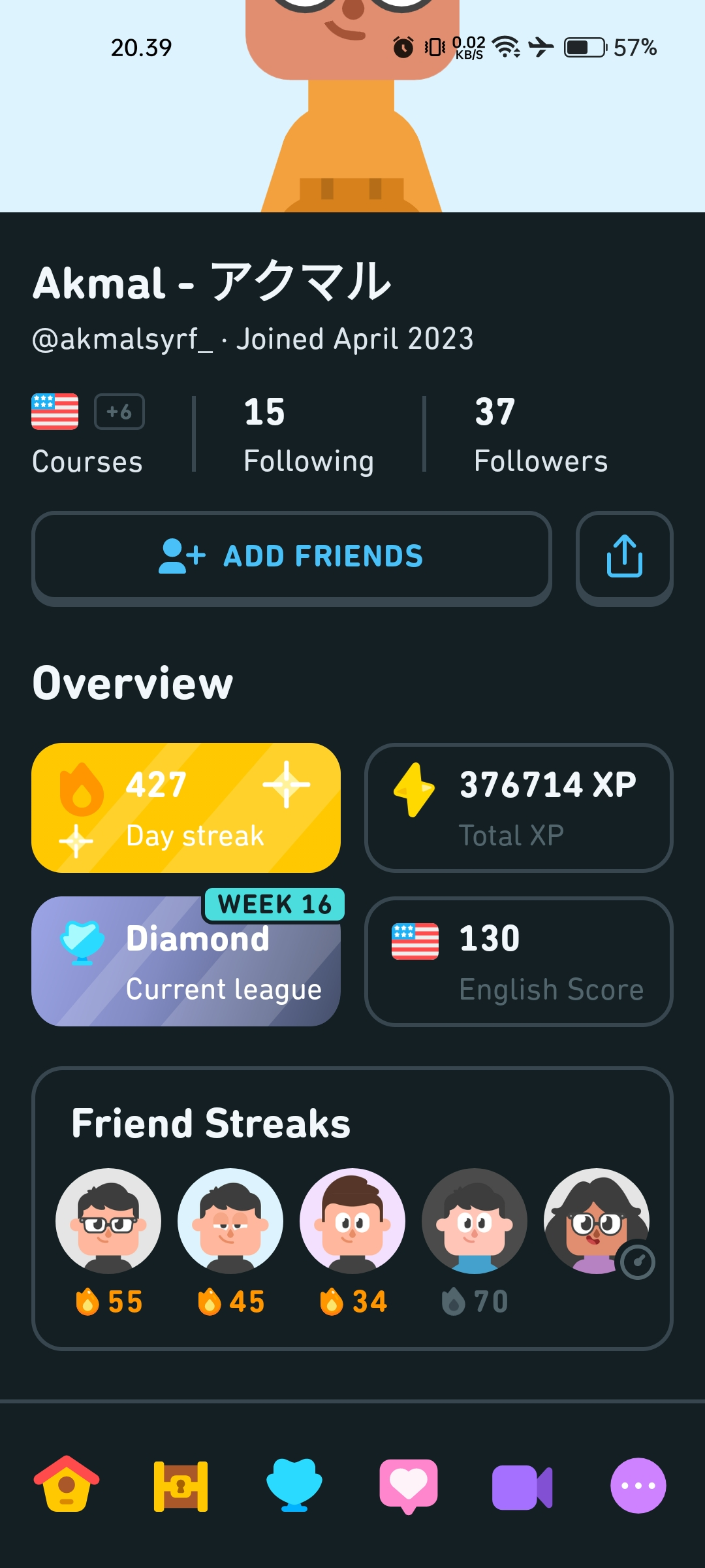 Profile Duolingo saya
