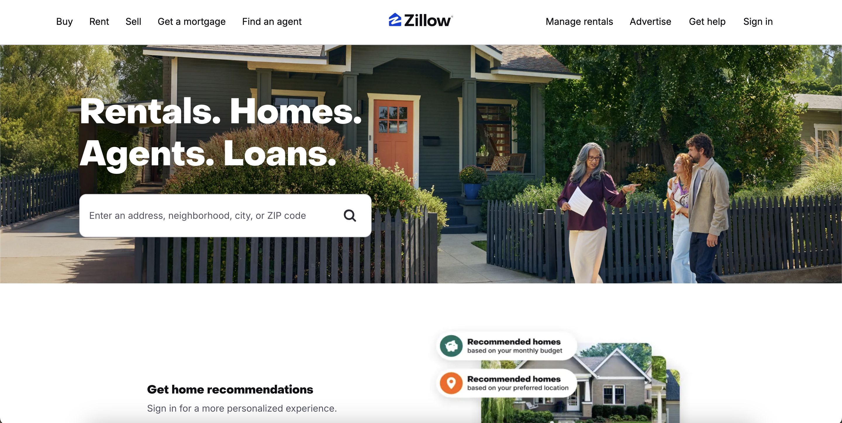 Tampilan zillow.com, salah satu website yang menampilkan harga 