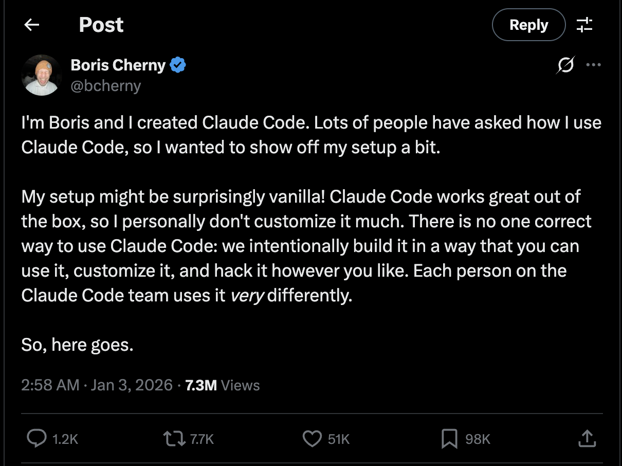 Buku Life 3.0Membuat saya teringat tweet salah satu Principal Engineer Claude Code yang menggunakan Claude Code untuk membuat Claude Code